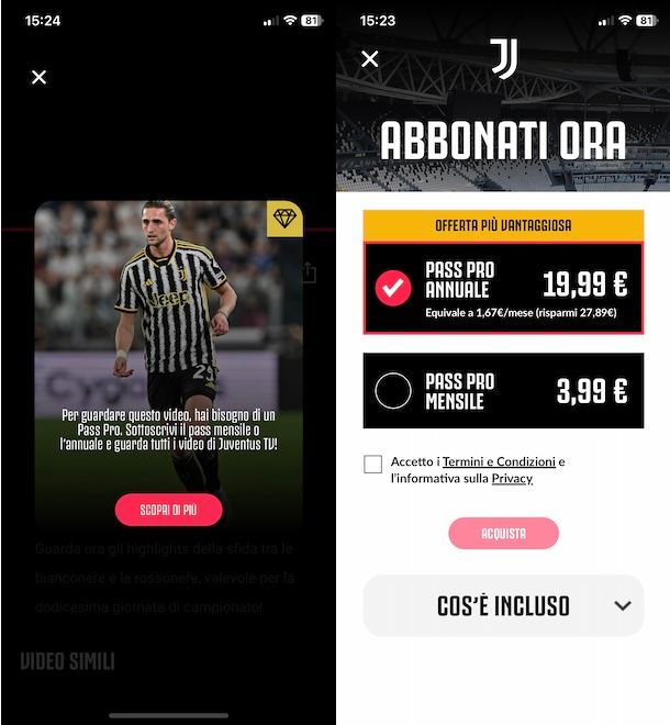 Abbonamento Juventus TV