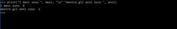 Andare a capo con il carattere nuova linea