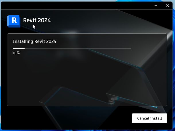 Revit schermata di installazione