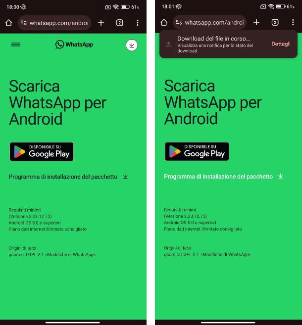 Come installare WhatsApp su Android senza Play Store