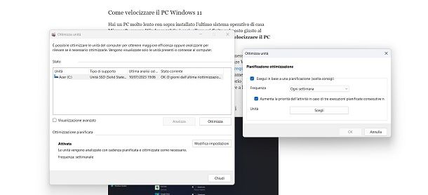 Ottimizzare il disco Windows 11