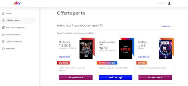 Modificare abbonamento su Sky Fai da te