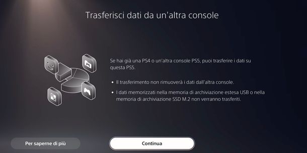 PS5 trasferimento manuale giochi