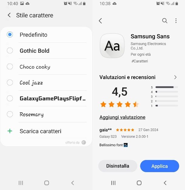 Eliminare font android