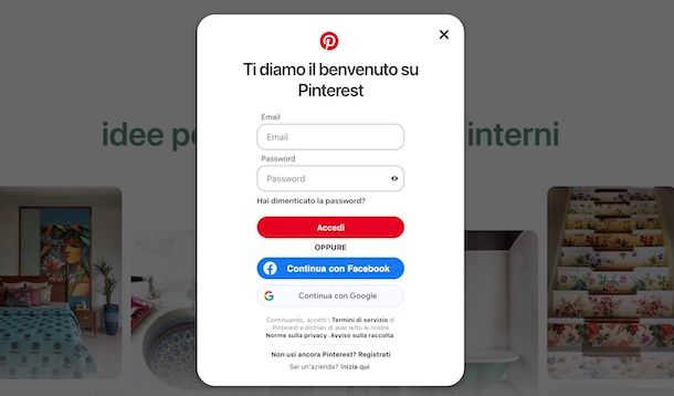 Accedere a Pinterest