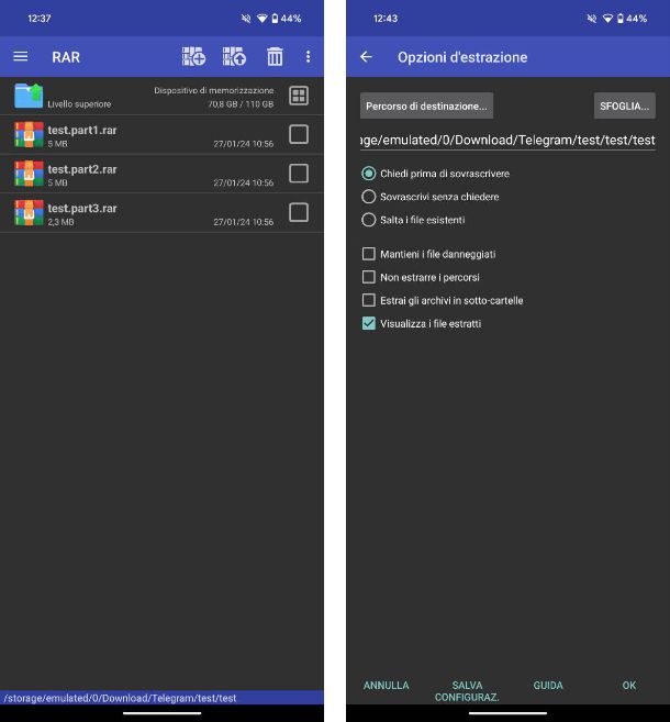 Come estrarre file RAR multipli su Android