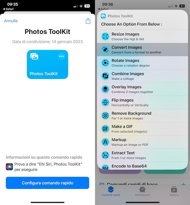 Convertire formato immagine su iPhone con Comandi Rapidi