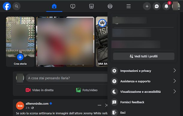 Disconnettersi da Facebook da PC