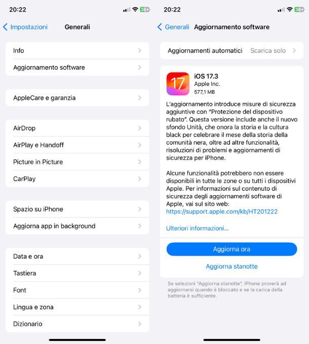 Tenere aggiornato iOS