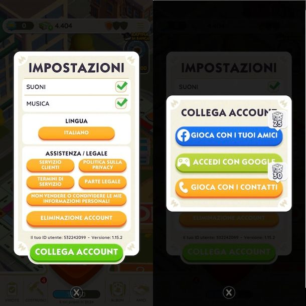 Recuperare account Monopoly GO su Android