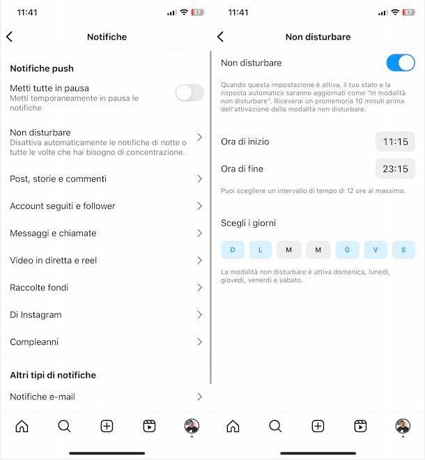Non disturbare Instagram su iPhone