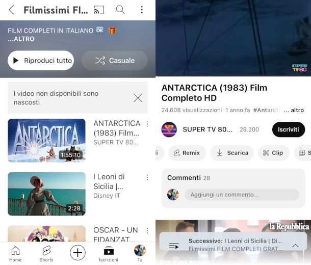 YouTube schermate app