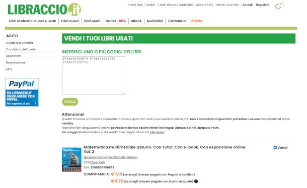 Vendita libri usati su sito Libraccio