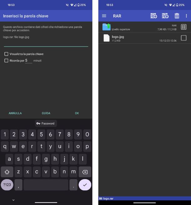 Come aprire file RAR con password su Android