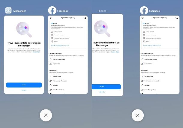 Chiudere l'app di Messenger