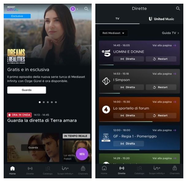 Mediaset Infinity app