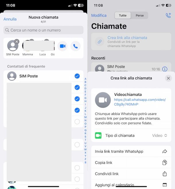 Videochiamata di gruppo su WhatsApp