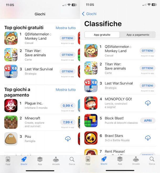 Giochi gratis su App Store