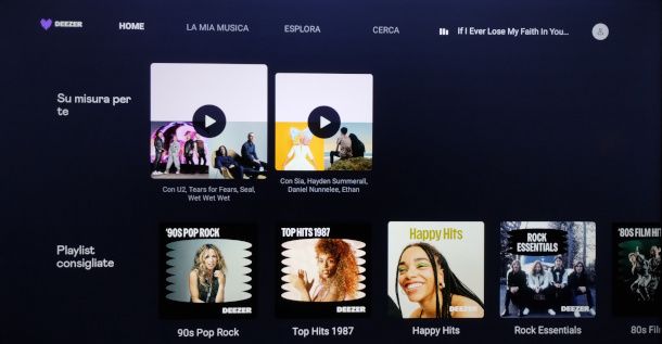 schermata app Deezer Smart TV