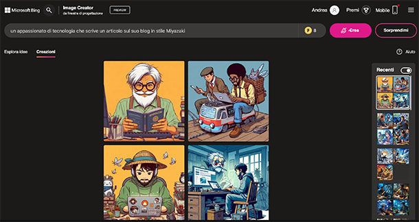 Come utilizzare Bing Image Creator da Web