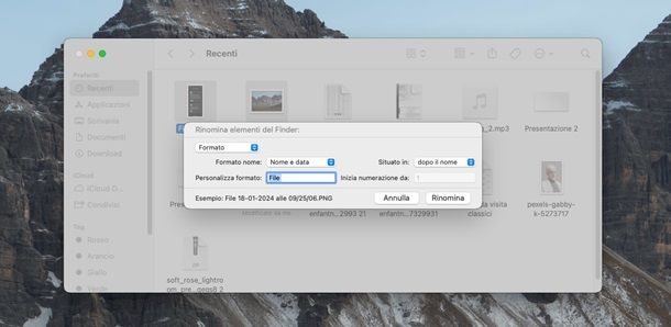 mac rinominare file