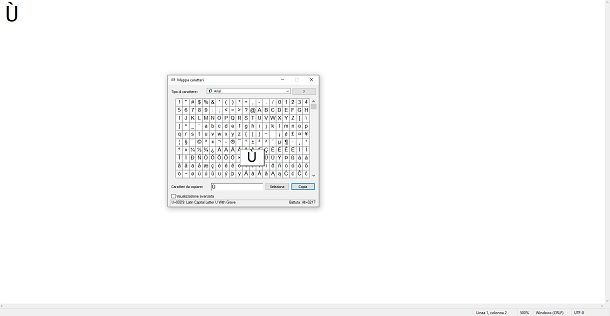 Come fare la U accentata maiuscola