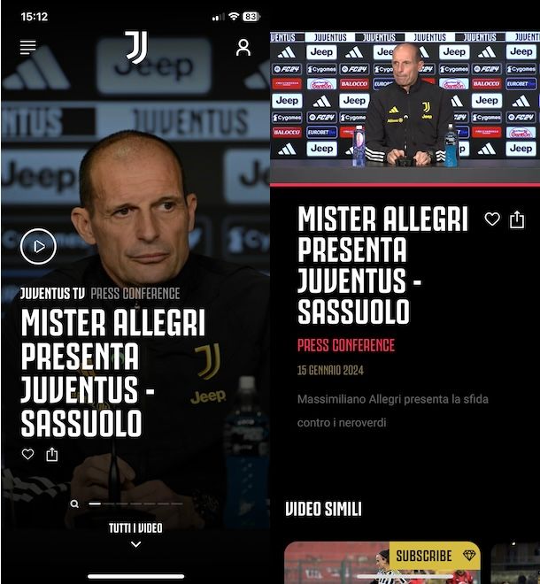Juventus TV app