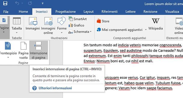 Word — interruzione pagina