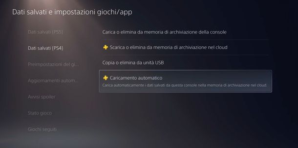 PS5 caricamento dati