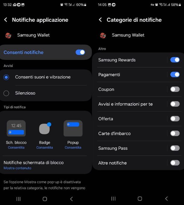 samsung wallet notifiche