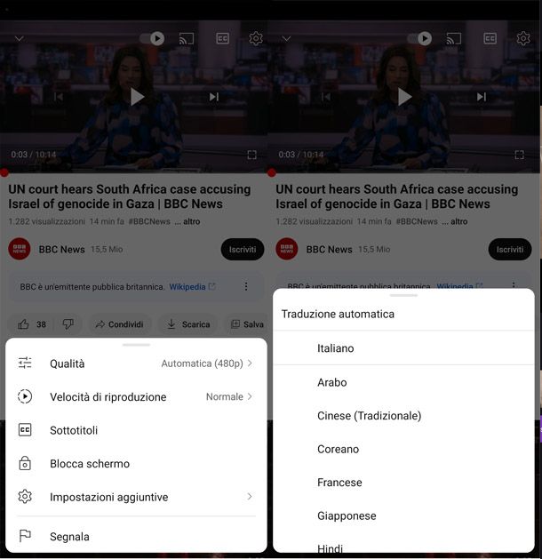 Traduzione automatica YouTube