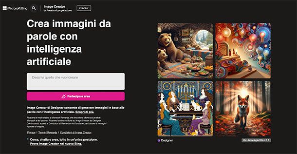 Che cos'è Bing Image Creator