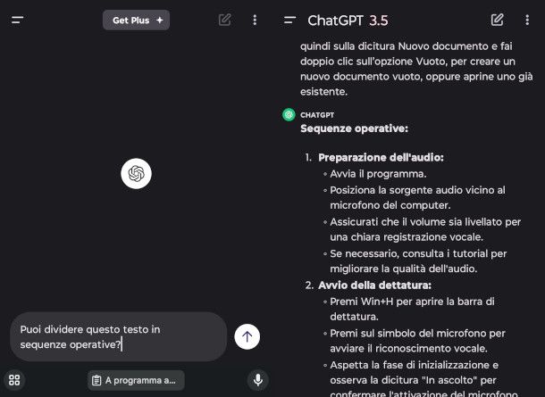 schermate app ChatGPT