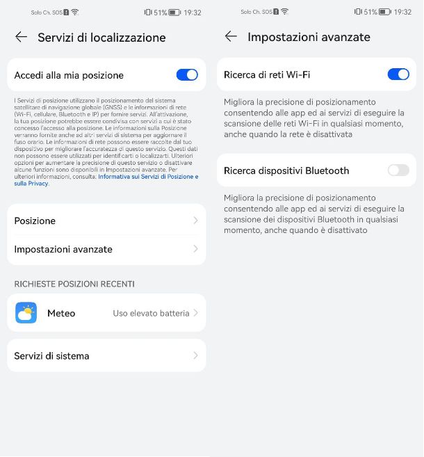 Attivare la geolocalizzazione