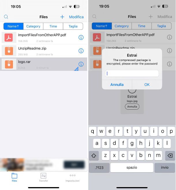 Come aprire file RAR con password su iPhone