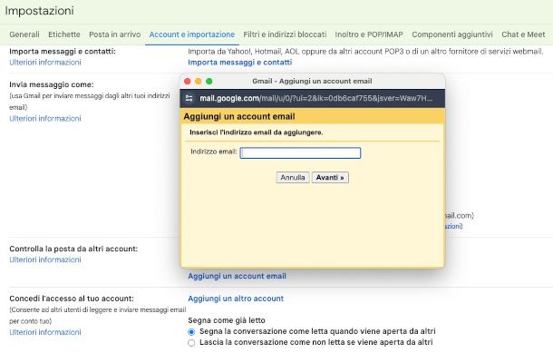 aggiunta pec su Gmail da Web