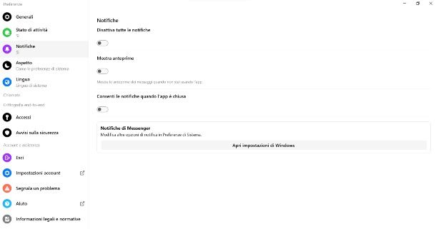 Come disattivare le notifiche di Messenger PC