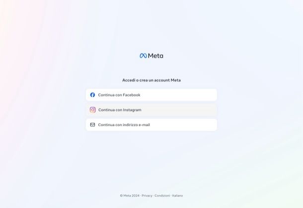 Account Meta con accesso fatto da Instagram