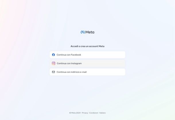 Account Meta con accesso fatto da Instagram