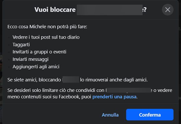 Bloccare una persona su Facebook