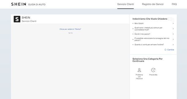 Servizio clienti SHEIN