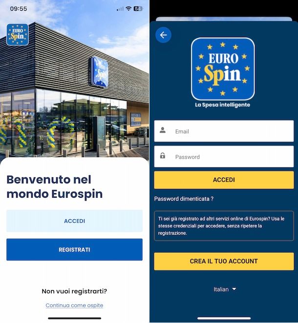 Creare account Eurospin