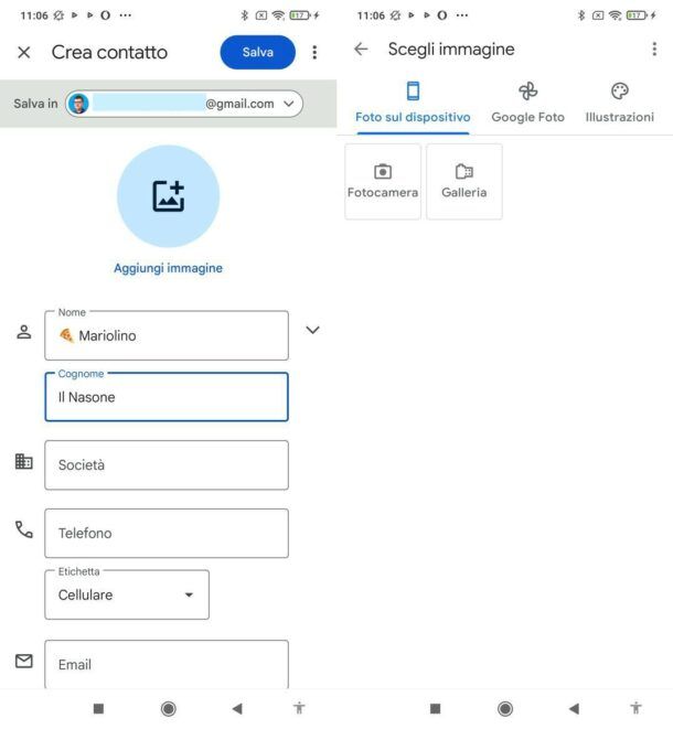 Salvare contatti Android in modo carino