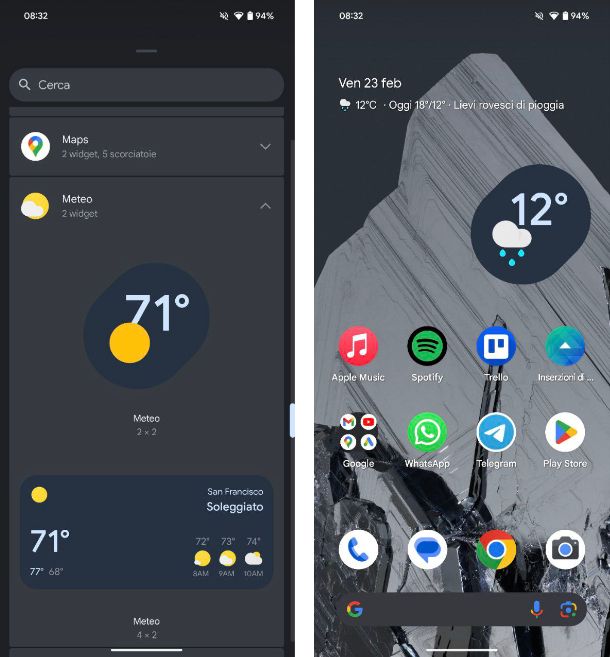 Come mettere il meteo sul desktop di Android