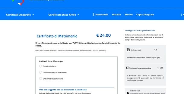 certificato di matrimonio