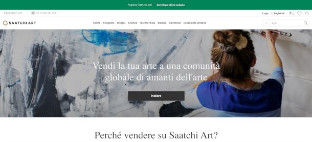 pagina sito saatchi Art per artisti