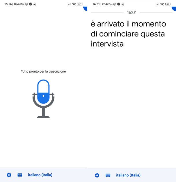 Trascrizione Istantanea Android