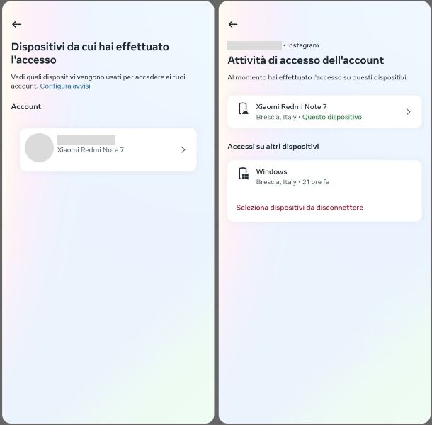 Come vedere i dispositivi collegati all'account Instagram