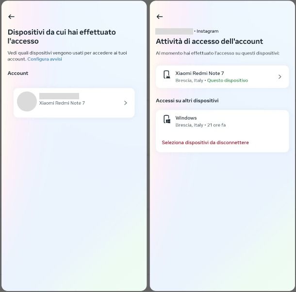 Come vedere dispositivi collegati su Instagram da app