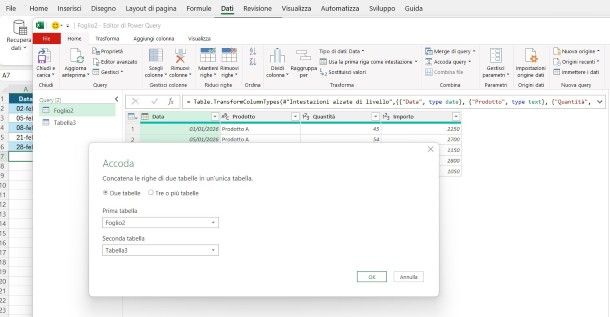 Unire due file Excel con Power Query